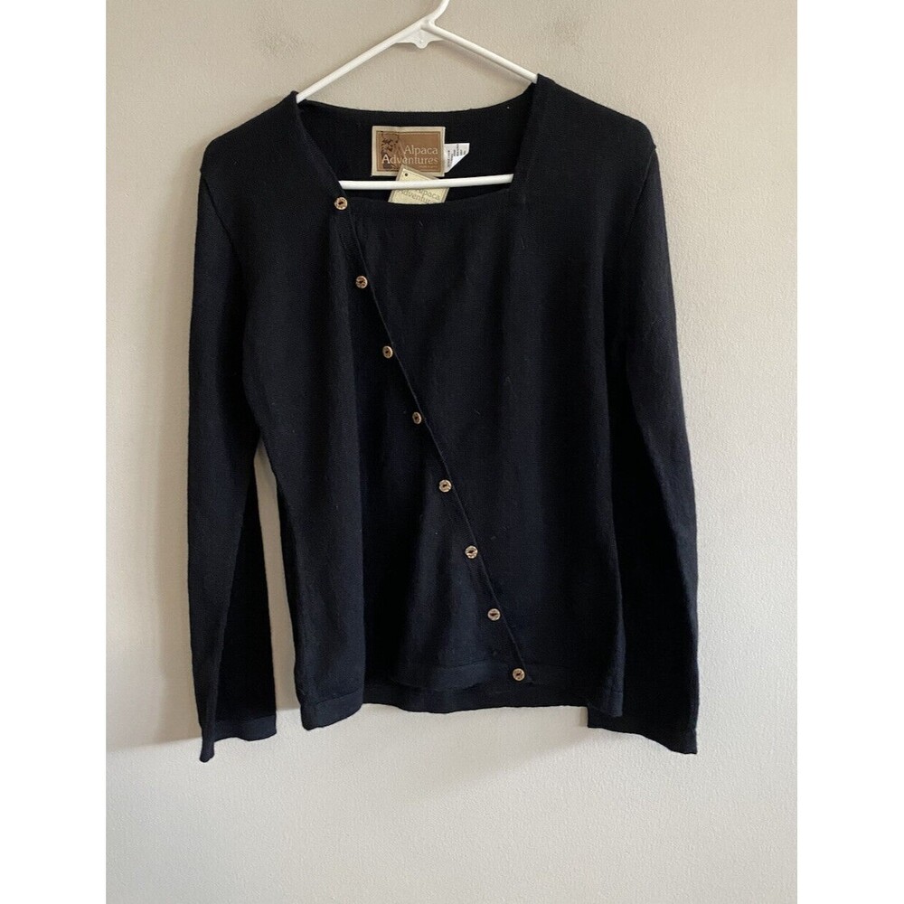 NWT‎ Alpaca Adventures Black Alpaca Button Down Peruvian Sweater Size XL